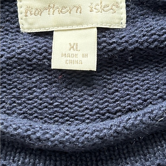 Northern Isles Santa & Elves Christmas Sweater Blue Knit XL - Picture 8 of 9